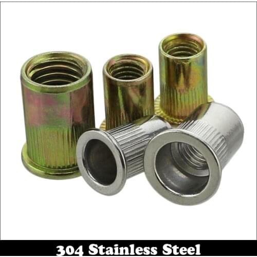 M3 M4 M5 M6 M8 M10 M12 304 Stainless Steel 304ss Flat Head Insert Nutsert Rivnut Knurled Blind Pull Rivet Nut