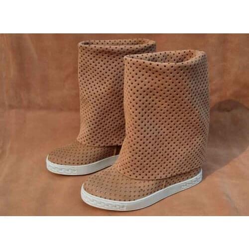 Fashion suede leather increase boots Fashion womens hollow out knee boots EU35-41 size BY663