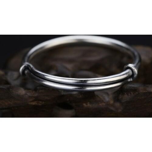 Fyla Mode Chinese Style 100% 999 Sterling Silver Bangle Bracelet Jewelry For Women Wen Wedding Adjustble Bangle Jewelry WT027