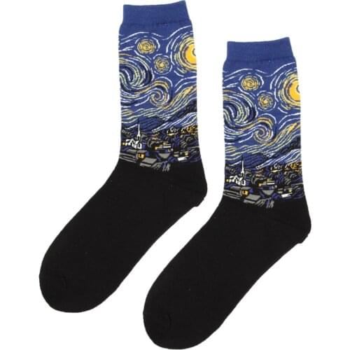 Mens Casual Cotton Printed Socks Colorful Funny No Slip Sports Crew Socks