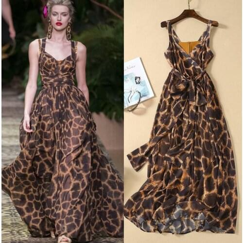 Bra New leopard print strap sexy temperament swing Dress Holiday elegant