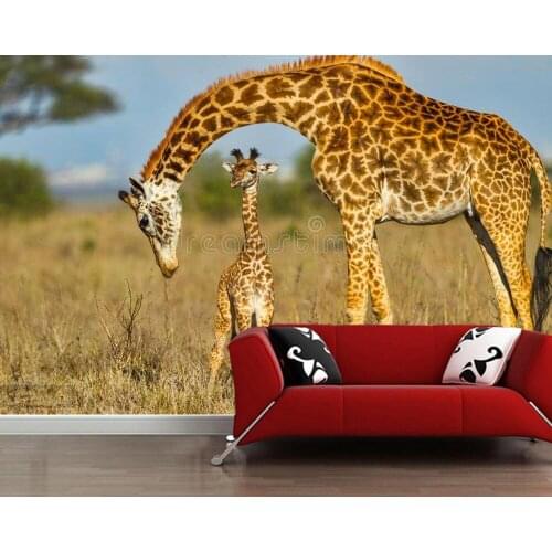 Papel de parede Giraffes animal natural 3d wallpaper mural,living room TV sofa wall bedroom wall papers home decor bar cafe