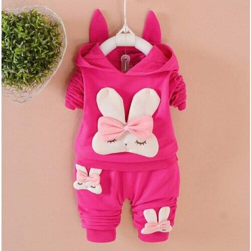 Infant Girl Clothes 2020 Cartoon Rabbits Long Sleeved Hoodies + Pants Two Piece Baby Outfits Kids Bebes Jogging Suits Tracksuits