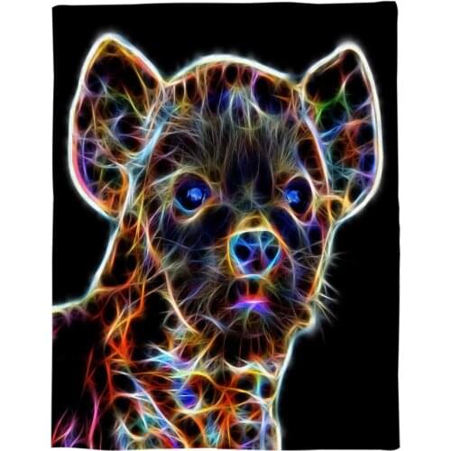 African Animal Color Spotted Hyena Throw Blanket Portable Flannel Blanket Hotel/Sofa/Office/Plane Travel Blankets for Beds