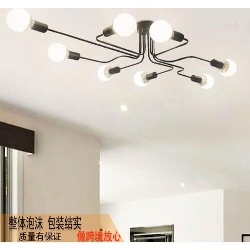 Multiple Rod Wrought Iron Ceiling Light Retro Industrial Loft Nordic Dome Lamp for Home Decor Dinning Cafe Bar