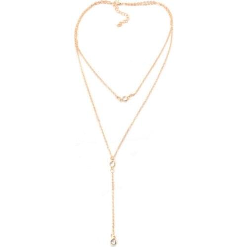 Simple Necklace for Women Rhinestone Geometry Multilayer Necklacens Jewelry Wholesale