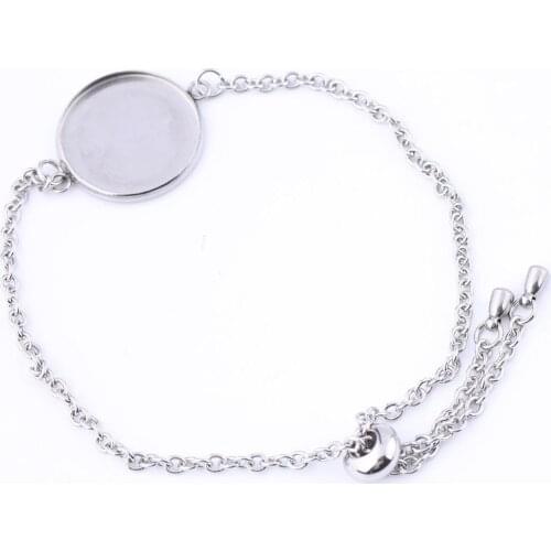 5pcs Stainless Steel Chain Bracelet Blanks 20mm 12mm 14mm 16mm 18mm Round Cabochon Base Settings Diy Bracelets Bezel Trays