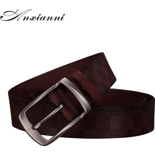 New Retro Casual Styles Plaid Luxury Designer Belt for Men men pin Buckle Strap High Quality Genuine Real Leather Belt Fashion J