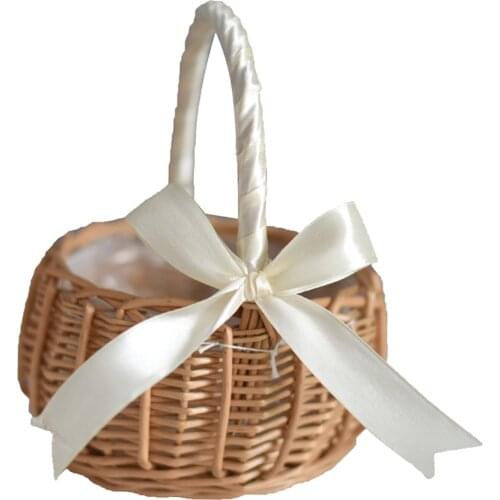 Handheld Flower Basket w/Handles Woven Storage Holder Plant Pot Wedding Decor AU