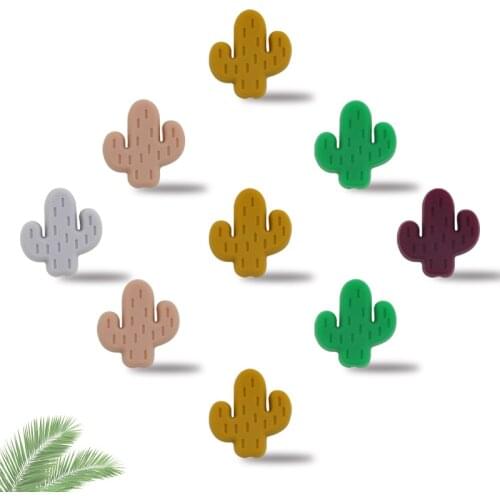 Kovict Silicone Beads 25mm 10pcs Cartoon Beads Silicone Chewable DIY Cactus Beads DIY Accessories BPA Free Baby Teethers