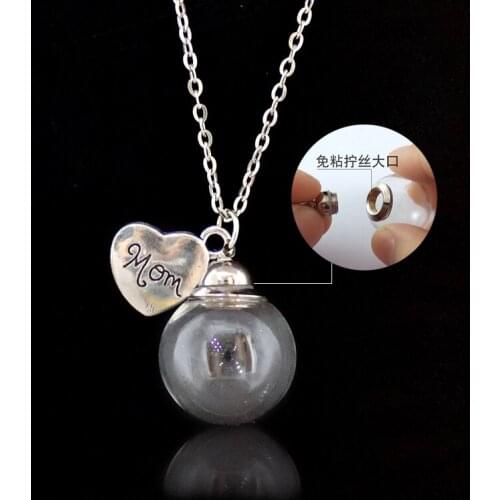 2PCS Glass Memorial Urn Cremation Necklace Ash Case Holder Keepsake Necklace family charm Keepsake Urn Necklace for Ashes