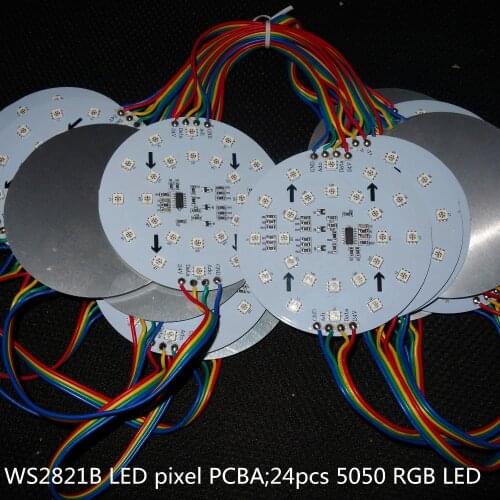 20pcs/set DC24V 100mm diameter WS2821B LED pixel PCBA;24pcs 5050 RGB LED;IP33,non-waterproof';5.76W