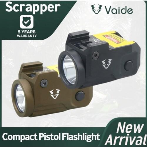 Vaide Scrapper Subcompact Pistol Flashlight Light Weight Aluminum Structure With Strobe Tactical&Rechargeable Battery For Glock