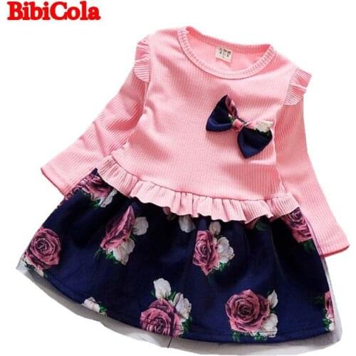 BibiCola spring Autumn Girls Flower Princess party Dress Kids Party Dresses Baby Girl Clothing Children Christmas Costumes