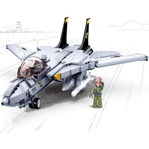 Military Airplane F14D Tie Fighter Jet Plane F-14 Eagle Building Blocks WW2 Soldier Bricks Classic Model DIY Toys For Kids Gift