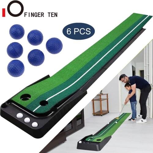 Green Durable Set Golf Putting Mat 2.5m 3m With 6Pcs Ball Plastic Interior Training Driving Chipping Hitting Pad Drop Shipping