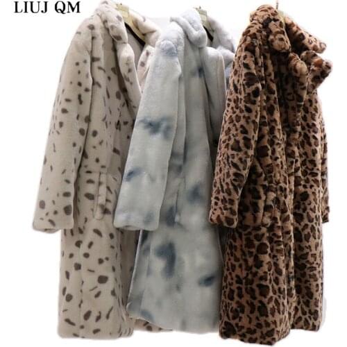 2021 Autumn Faux Fur Jacket Womens Plush Color Tie-Dye Long Cardigan Lightweight Warm Long Sleeve Jacket Faux Fur Coat women