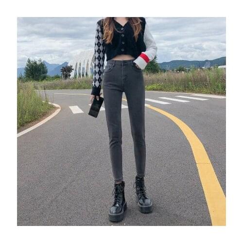 Women Jeans Pants Early Autumn Eight Colors Memory Foam Fast Rebound French High-Waist High-Stretch Jeans