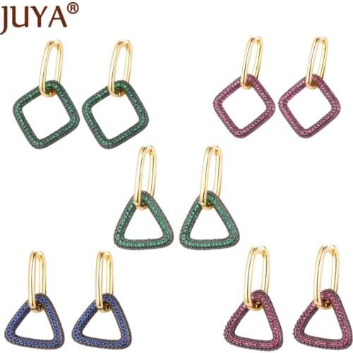 1Pair Square Cubic Zirconia Earrings Vintage Crystal Calsps Earring Accessories For Jewelry Components