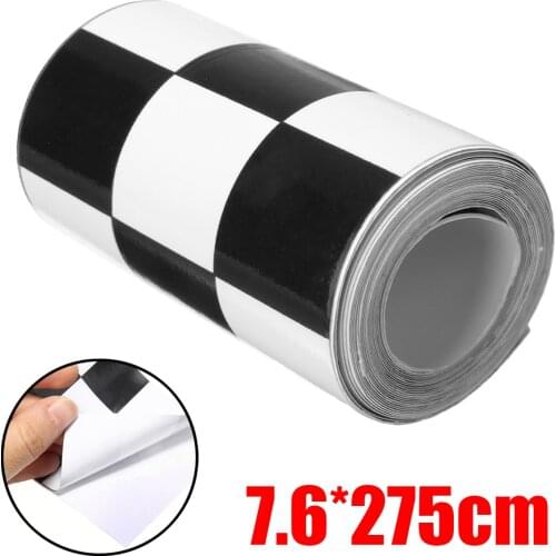 1pc 275cm Black & White Checkered Vinyl Sticker Tape Car Motorcycle Racing Body Tank Decal DIY Film