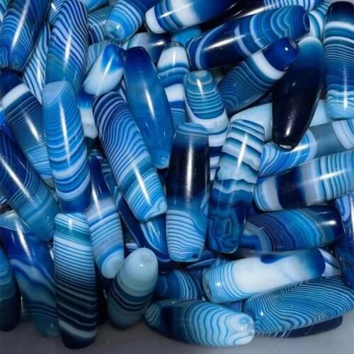 100Pcs/Lot High Quality Beautiful Natural Pattern Noble Mysterious Blue Striped Agate Beads Loose Jewelry DIY Material