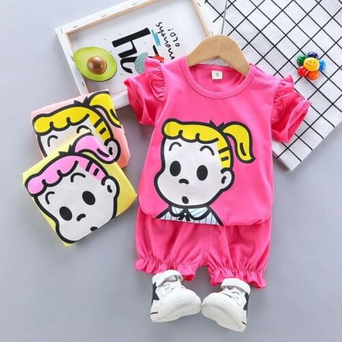 Girls Sets New Summer Fashion Cartoon Girl Children Cotton T-Shirt+Shorts 2PCS Kids Suit Toddler Casual Infant Clothes Tracksuit