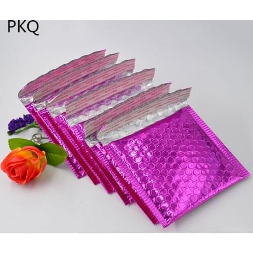 20pcs 15*13cm glossy black shipping bubble mailer pink shipping bag mini silver mailing envelope golden