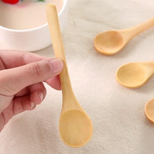 5pcs/lot 13*3cm Mini Wooden Spoon Dessert Coffee Honey Tea Wood Soup Spoon Kitchen Tool