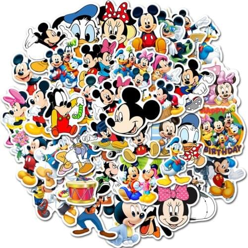50Pcs Mickey mouse Stickers mickey Minnie Graffiti Disney movies waterproof Sticker for Kids on Laptop Skateboard Suitcase Bike