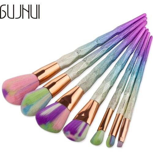 7 Pcs Color Brush Head Diamond Makeup Brush Set Scrub Rod Beauty Brush Tool Set& Kits Concealer Powder brush Sculpting Brush