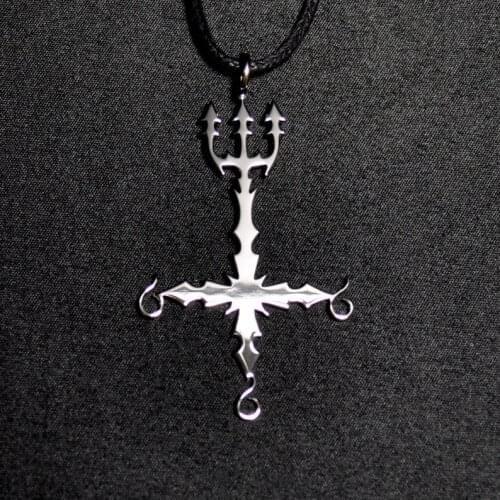 Anatomical Pendant/ Inverted Cross Necklace/ Satan Symbol/ Satanism Satan/Fashion Jewelry/Stainless Steel Pendant