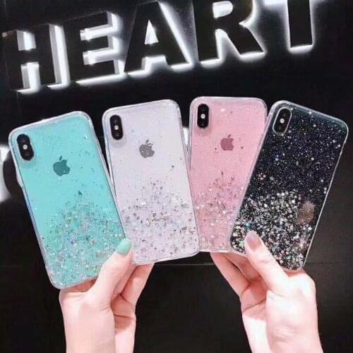 Glitter Bling Sequins Case For iphone 11 8 7 Plus 6 6s Epoxy Star Case For iphone 11 Pro MAX X XR XS Soft Transparent TPU Cover