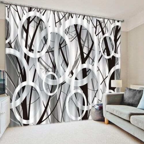 Black and white Branch Scenery Photo Printing Blackout 3D Curtains for Living Room Bedding Room Hotel