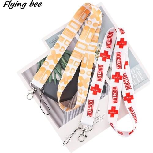 Flyingbee Doctor Red Cross Band Aid Lanyard ID Badge Phone Rope Key Lanyard Neck Straps Accessories Hospital Supply X1851
