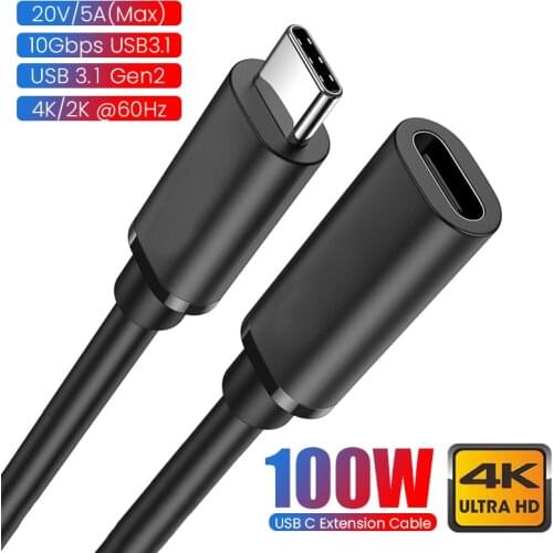 HD 4K 60Hz PD 5A USB3.1 Type-C Extension Cable 100W USB-C Gen 2 10Gbps Extender Cord For Macbook Nintendo Switch SAMSUNG Laptop