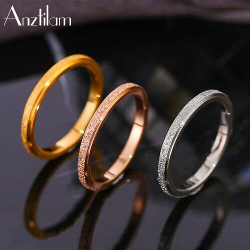 Ins High-Quality Scrub Stainless Steel Rings For Women 2 MM Width Finger Rings Gift Girl Fashion Jewelry Goth Free Shipping