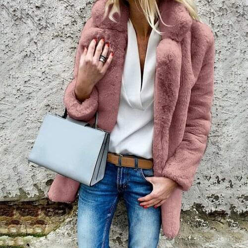 Nice casual long faux fur cardigan jacket thick and warm winter fluffy long-sleeved fur jacket womens jacket slim coat