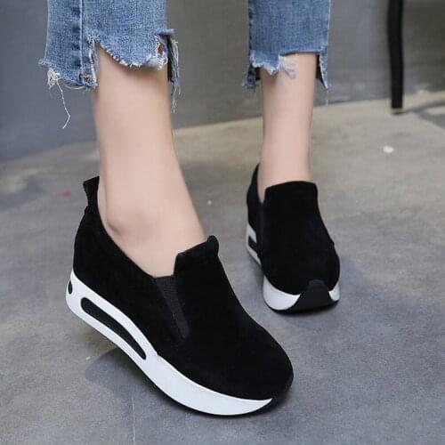 Women Vulcanized Shoes Casual Wedge Platform Elastic Band Spring Summer Increasing Shoes Ladies Sneakers Female Casual