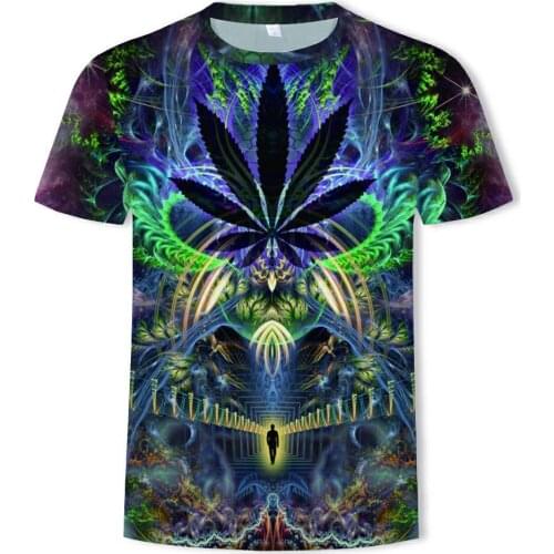 Summer 3D Printed Leaf Weeds T-Shirt Casual Mens Indian Short-Sleeved Clothing Tops 2021 New Fashion Womens Green Maple Leave