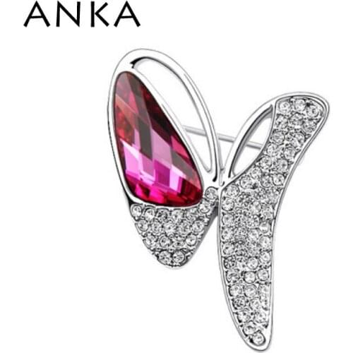 ANKA Hot Sale Women Butterfly Crystal Brooch Wedding Dress Brooches Fashion Brooch Pin Main Stone Crystals from Austria #77125