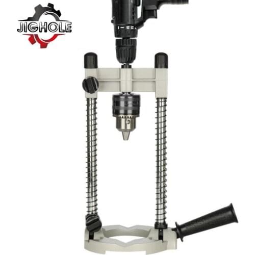 Multi-Angle Drill Guide Attachment Power Drill Stand with Chuck, Vertical Drilling Guide Doweling Locator Electric Drill Bracket
