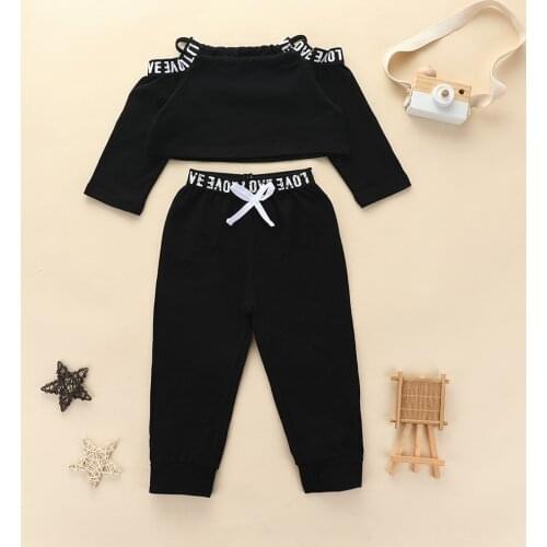 Fashion Kids Girls Long Sleeve Letter Print Sets Tops+pants Clothes Set Outfit 2piece Soft Comfortable Sets