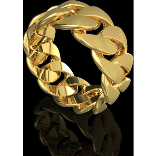 Mens Stainless Steel Wide Band Cuban Link Chain Ring Size 5-12