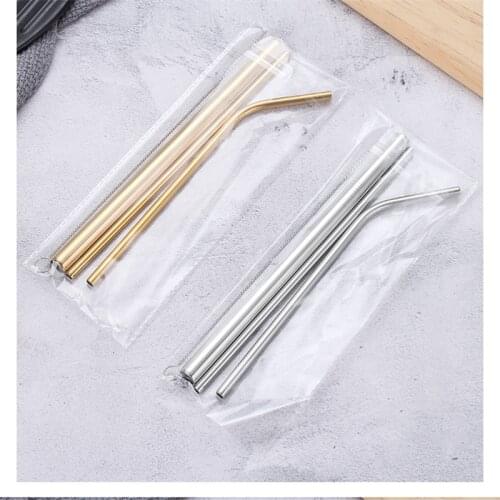 Stainless steel straw set Titanium-plated color metal 304 color straight tube elbow drink straw mug tumbler