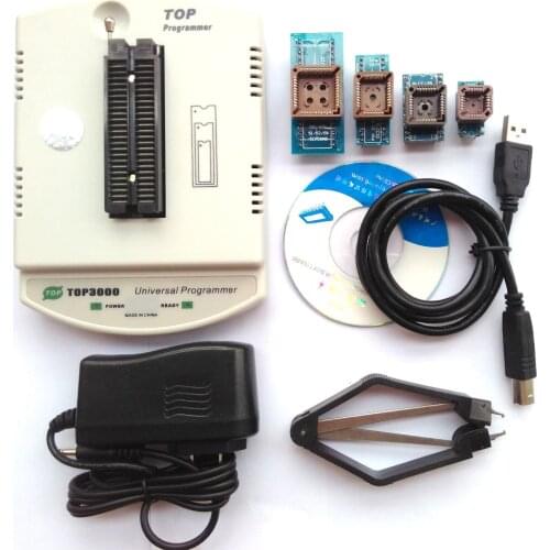 New TOP3000 +4adapter USB universal programmer EPROM MCU PIC AVR PLCC 44 Scoket