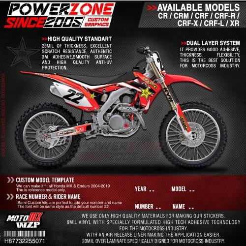 PowerZone Custom Team Graphics Backgrounds Decals 3M Stickers Kit For HONDA CRF250R 2010-2013 CRF450R 2009-2012 071