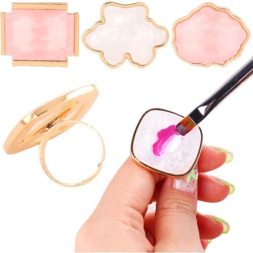 1pcs Nail Art Ring Palette Mixing Display Gel Polish Painting Drawing Finger Plate Color Board Manicure Tool Accessories TR1925