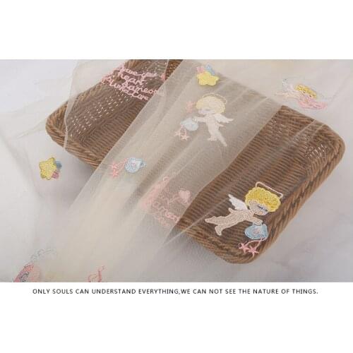 10Meter Aquarius Cartoons Embroidery Breathable Mesh Cheongsam Dress Clothes Fabric Kids Lady Clothing Soft DIY Sewing Materials