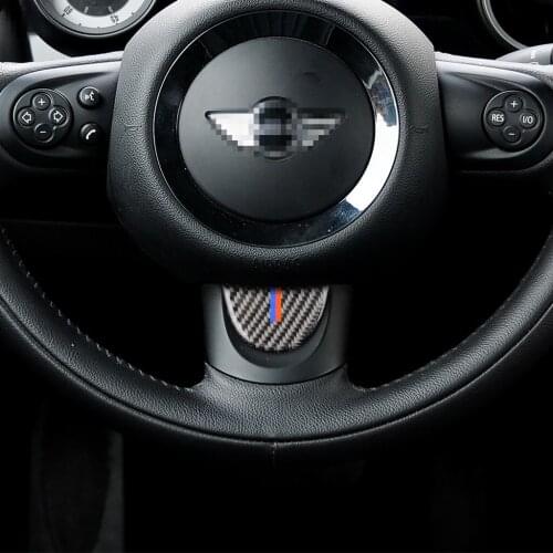 Genuine Carbon Fiber For BMW MINI countryman clubman Cooper R53 R55 R57 R58 R59 Car Steering Wheel Cover Trim Styling Sticker