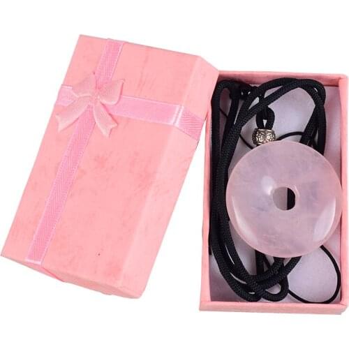 Rose Quartz Donut Pendant Set With Necklace Natural Stone Fashion Chakra Pendants Wedding Gift Crystal Mineral Charm Jewelry